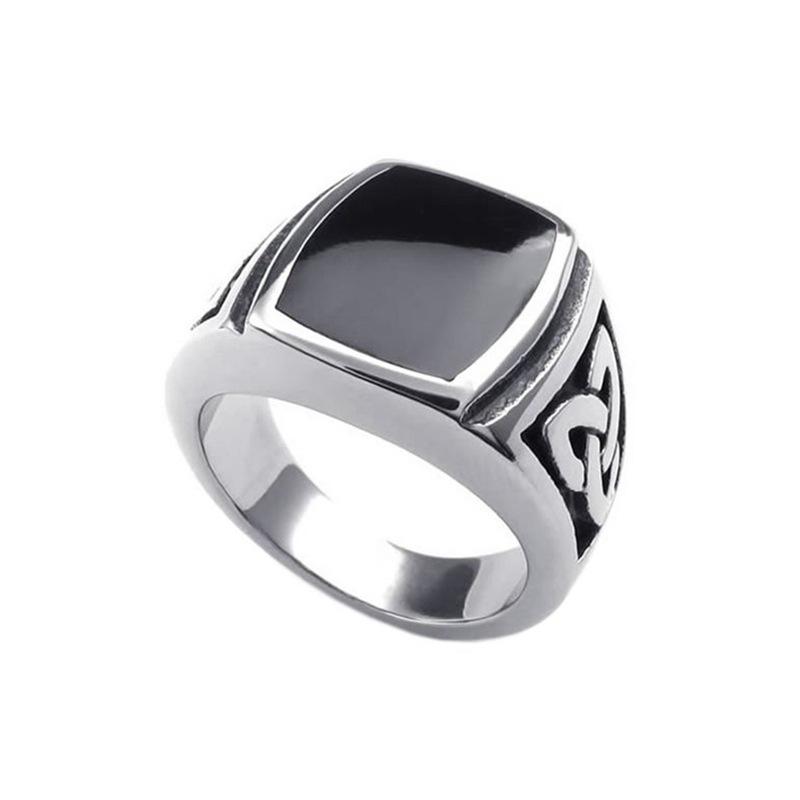 Nordic Viking Celtic Knot Black Stainless Steel Retro Men's Ring