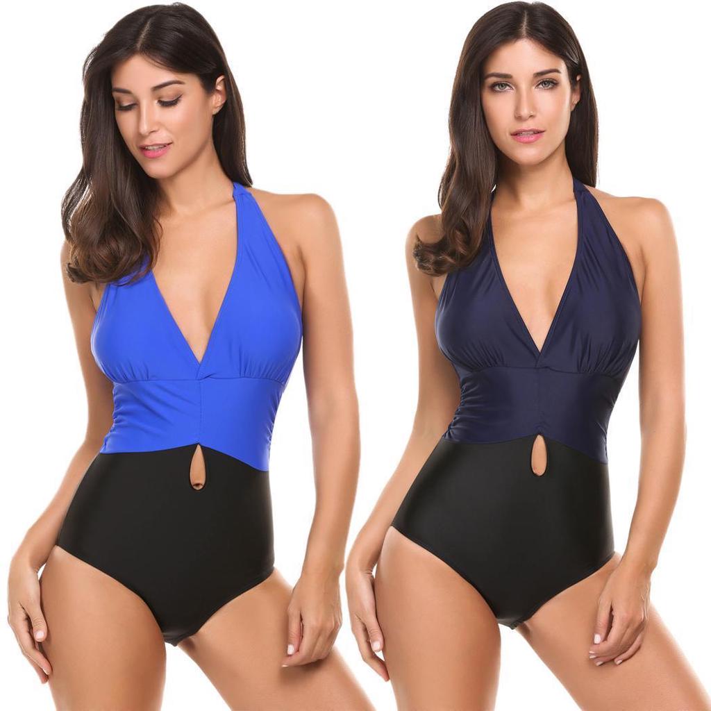 Women Monokini V Bandage Keyhole Bikini One Piece Bathing Suit Side Hollow Out