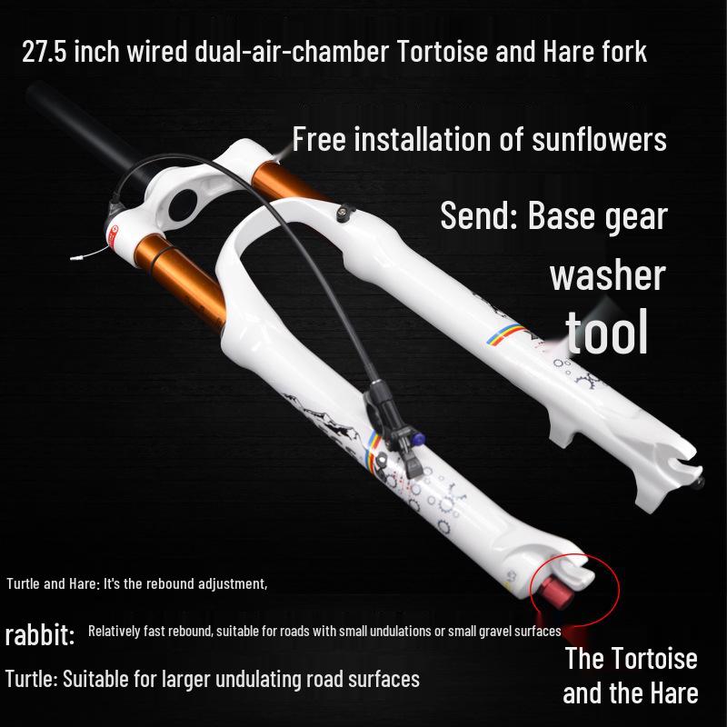 Dual Air Chamber Mountain Bike Fork - 26/27.5/29 Inch, Adjustable Damping, Magnesium Alloy