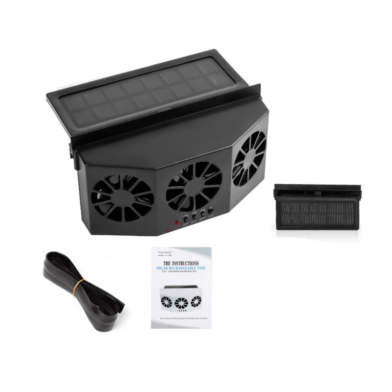 USB/Solar Powered Car Fan Auto Front Rear Window Solar Ventilator Car Air Vent Exhaust Cooling Fan Radiator