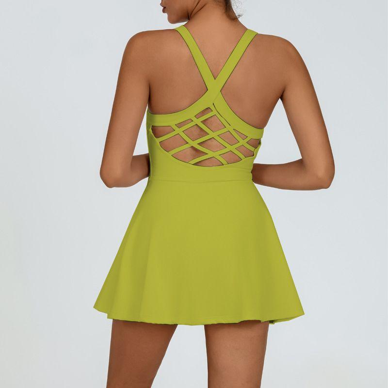 Yoga Dress Beauty Back Quick-Drying Sports Fitness Badminton Tennis Skirt Fashion Tape Training One-Piece