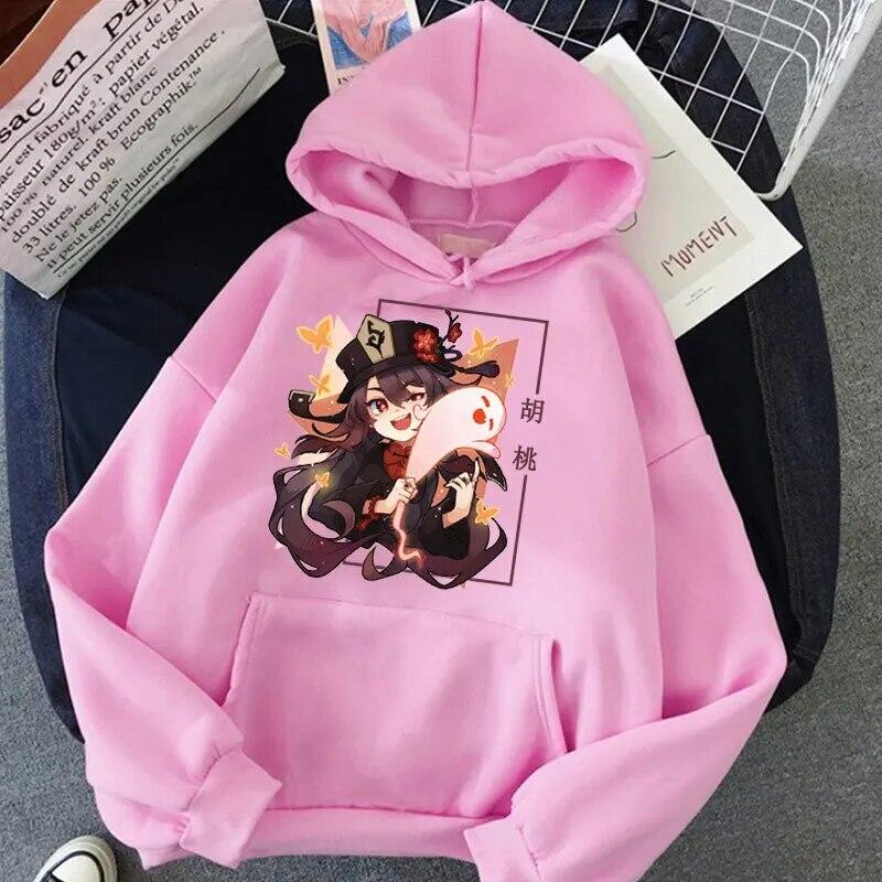 Neu in Genshin Impact Hu Tao Kawaii Hoodie Unisex Hoodies Damen Streetwear Sweatshirts Übergroße Trainingsanzüge Mädchenkleidung