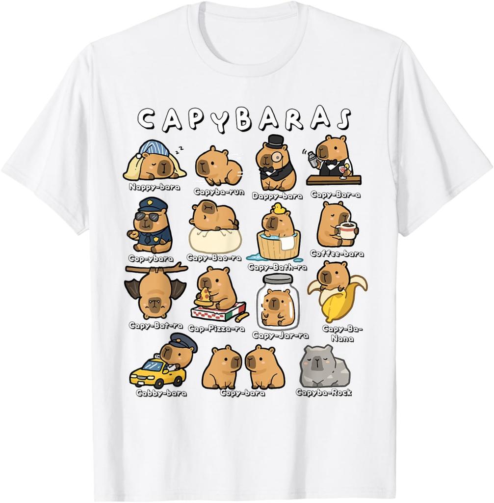 Capybara Puns Funny Animal Puns Men's Graphic Tee Cartoon Rodent Lover Shirt