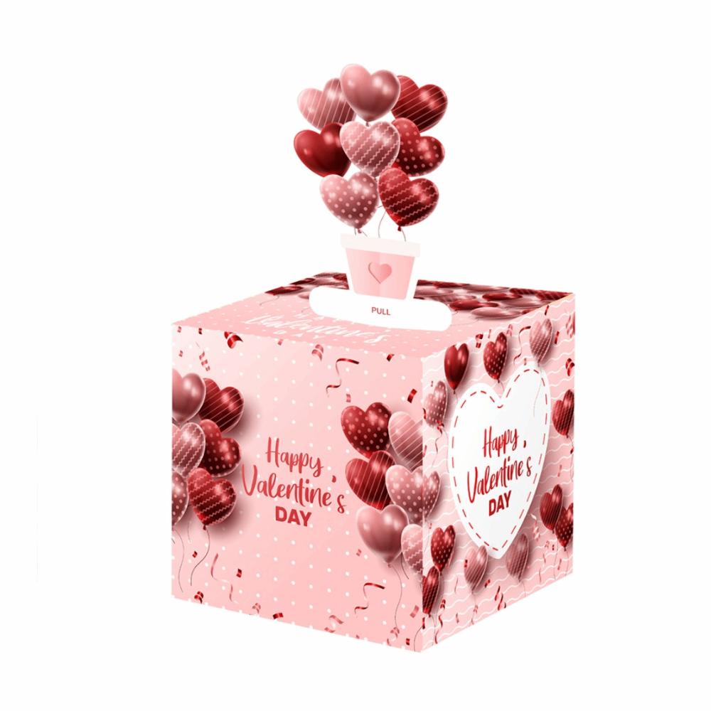 Paper Valentine's Day Cash Pull Box Love Heart Birthday Cash Gift  Birthday Gift Idea