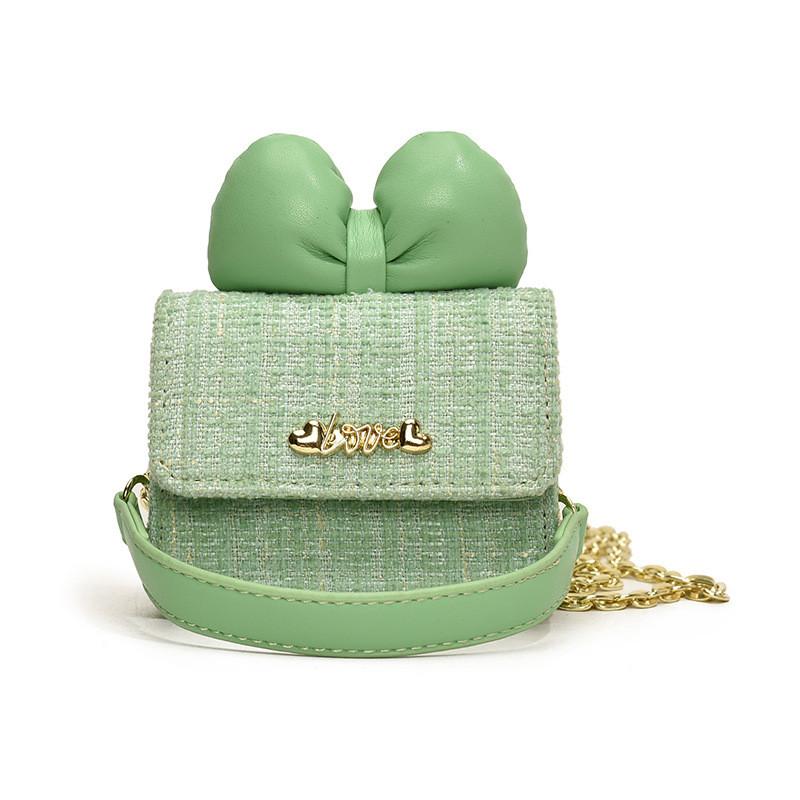 Sweet Adorable Bow Childrens Handbag Stylish Plaid Design Soft Pu Material For Everyday Use