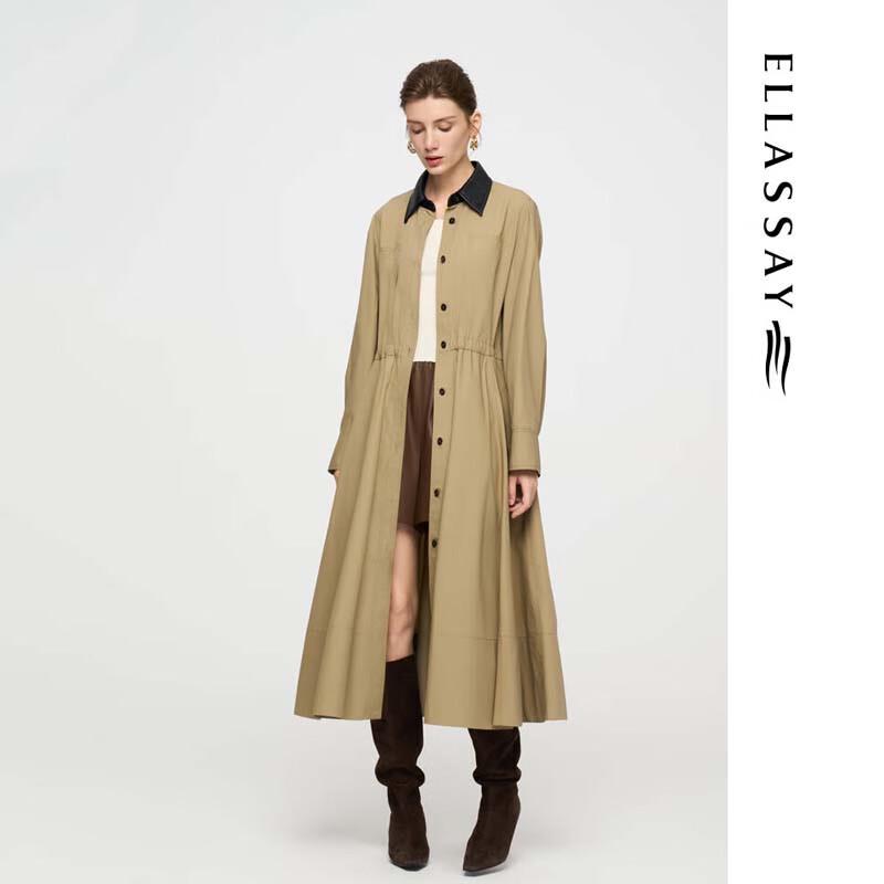 ELLASSAY Women's Lapel Adjustable Waist Trench Coat