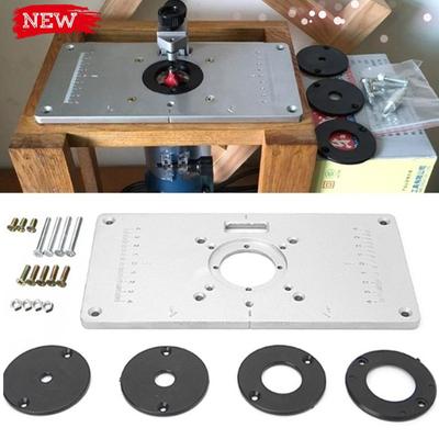 New Upgrade Woodworking Benches Router Table Plate Aluminum Router Table Insert Plate W/ 4 Rings