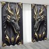 Black Gold Three Dimensional Imposing Dragon Pattern Totem Printed Curtains Home Decoration Room Made Of Polyester