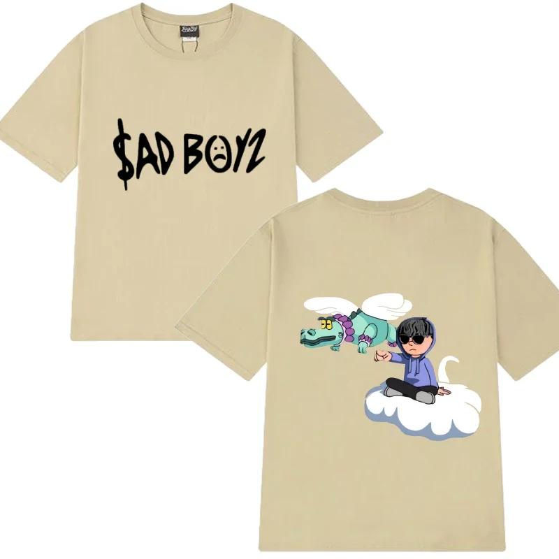 Hot Singer Junior H Sad Boyz Harajuku Cartoon Graphic T Shirt Men Women Oversized Short Sleeve T-shirts Unisex 100% Cotton Tops