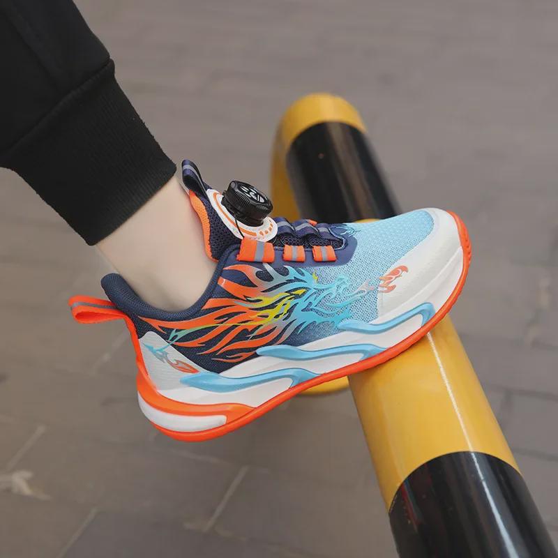 2025 Autumn Boys' Breathable Mesh Sports Shoes with Non-Slip Sole & Rotating Buckle