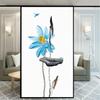 Static Cling Decorative Windows Film Privacy Blue Lotus Glass Window Stickers   Frosted Window Film for Home Decor