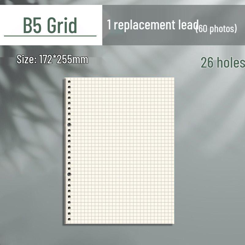 B5 Loose-Leaf Notebook Refill with 26-Hole and A5 Detachable Loose-Leaf Paper, 20-Hole Horizontal Line Grid for Exam Prep.