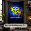 Arazzo da Parete Personalizzato, Testo Personalizzato Leeds United, Arte da Parete in Tessuto Morbido per Decorazione Interna