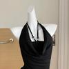 L3326# Women's Double-Layer Halter Cowl Neck Cami - 2025 Summer Backless Strapless Design