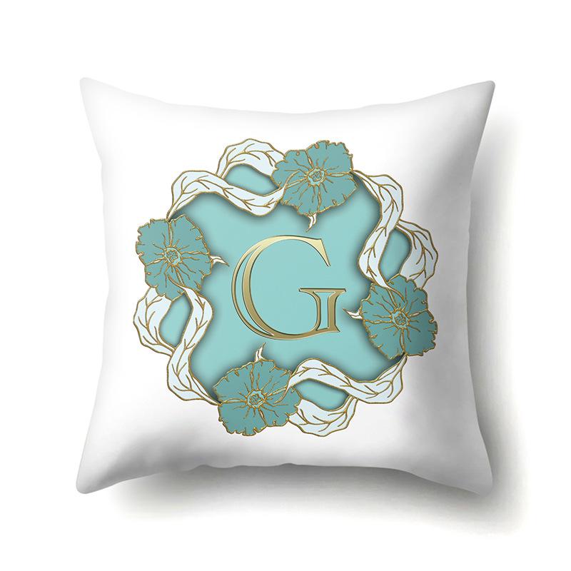 Polyester Pillowcase Home Decoration Gold Printed Pillowcase 26 English Letters Bedside Cushion Cover