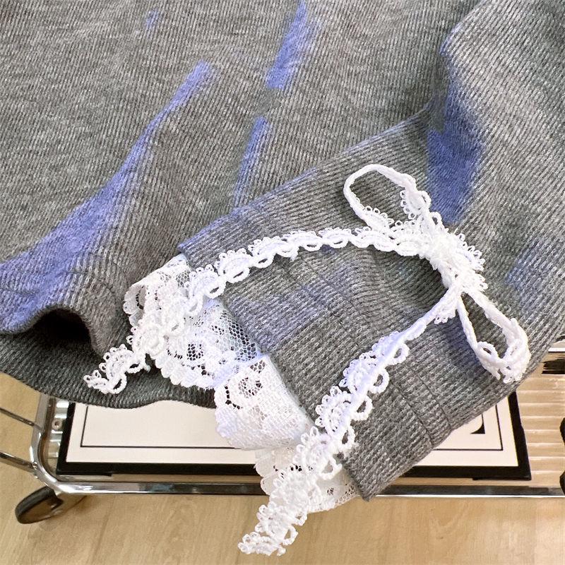 Spring Girls' Lace Hooded Sweatshirt & Skirt Set