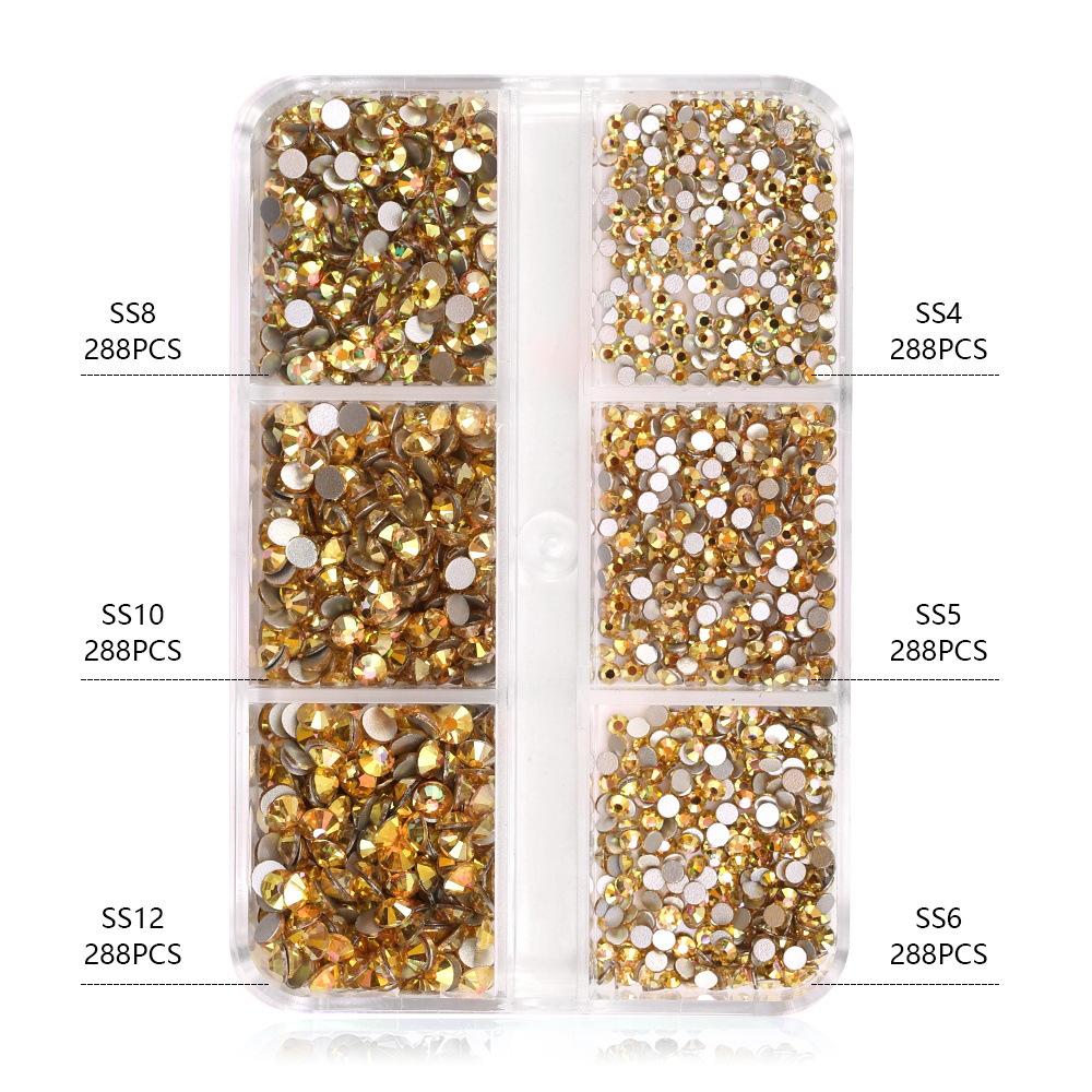 Ss4-Ss12 Boxed Nail Art, Flat Bottom Rhinestone Diy Nail Art Diamond Nail Decorative Accessories 1728 Pcs