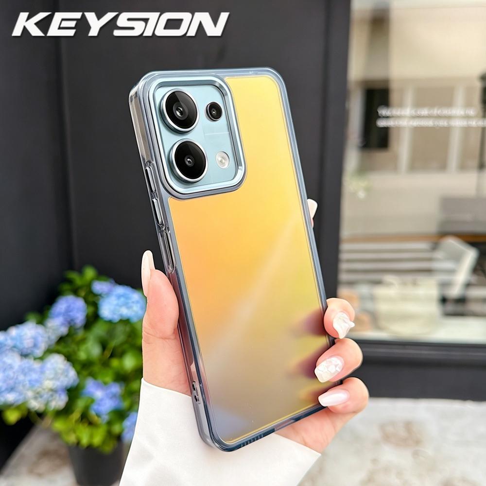 

KEYSION Fashion Laser Gradient Colorful Phone Case for Xiaomi POCO M6 Pro Soft TPU+PC Shockproof Back Cover for POCO X6 for POCO M6 Pro чёрный