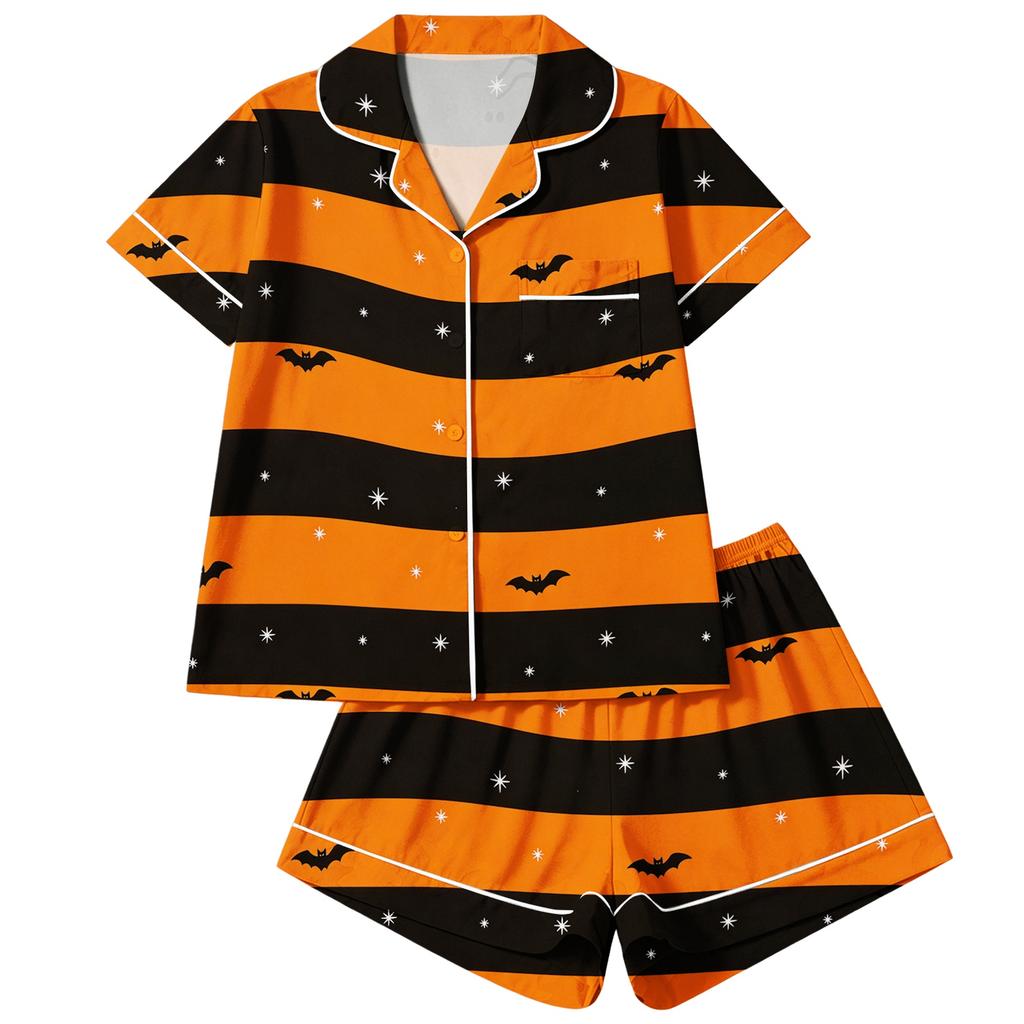 Women's Pajama Set 2-Piece Button Down Short Sleeve Shirt and Shorts Soft Loungewear for Holiday Relaxation