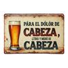 Beer Relieves Headache Illustration Theme  Vintage Metal Iron Sign  Hanging Plaque Decor  Suitable for WallsRoomHomeDin