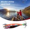1 To 5 Pieces Wooden Shrimp Squid Hook Bionic Shrimp Jig Bait with Hook Artificial Cast Bait Fishing Gear Artificial Bait