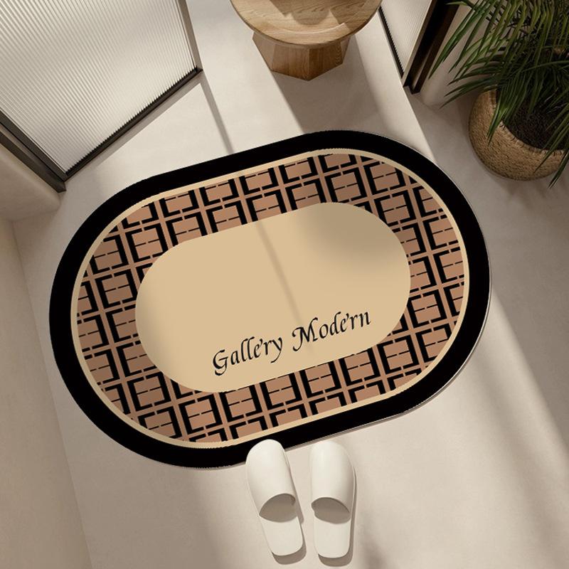Diatom mud light luxury retro sketch wind cushion bathroom floor mat toilet absorbent foot pad toilet door carpet