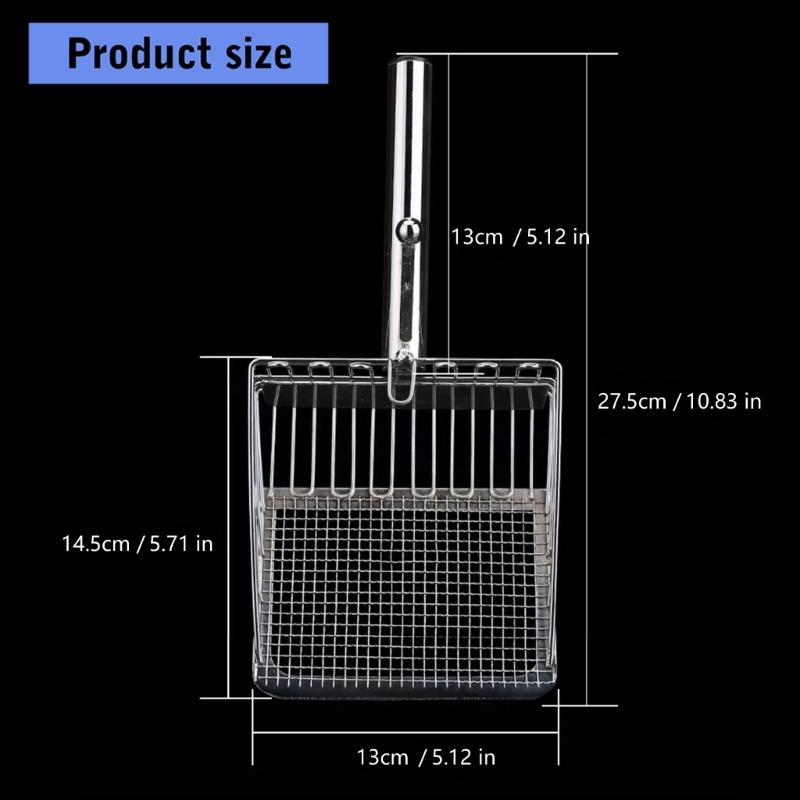 Pet Cats Waste Shovel Long Handle Metal Shovel Litter Filter Portable Cats Litter Shovel For Quick Waste Removal