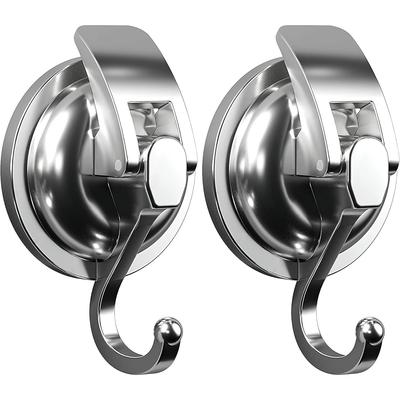 1 Pack Heavy Duty Vacuum Suction Cup Hooks, Silver Plated Polished Super Suction for Kitchen Bathroom