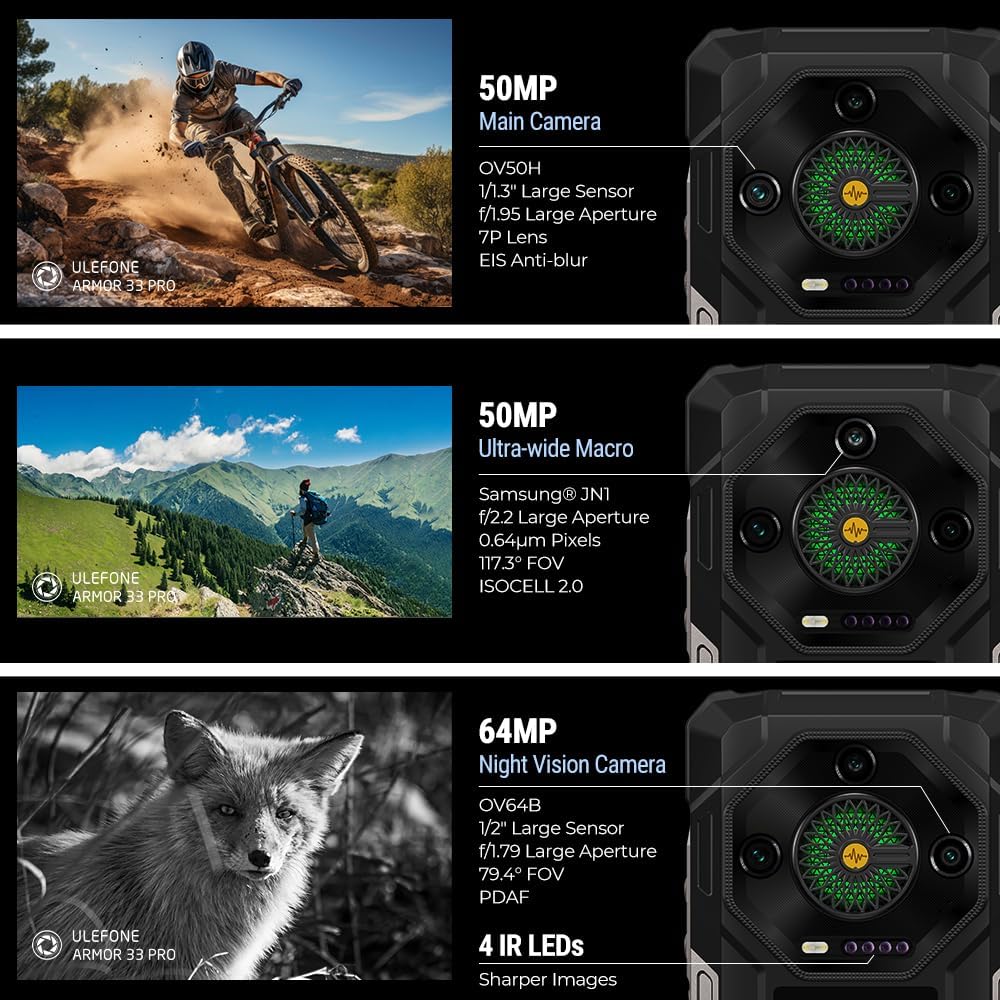 Ulefone Armor 33 Pro 5G Dual Screen Rugged Phone, 6.95" FHD, 25500mAh,32(16+16)GB 512GB, 118dB Speaker