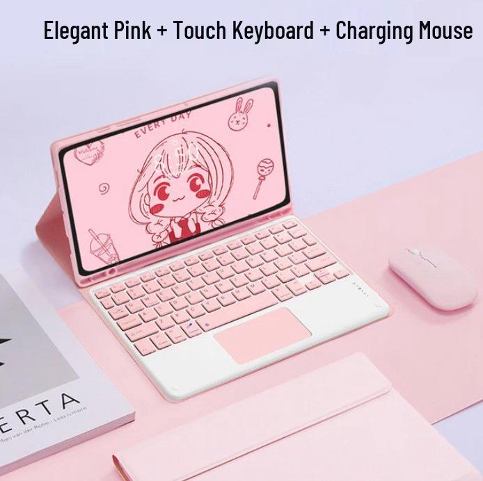 Bluetooth Touch Keyboard for Samsung Tab S9/S10/S7 FE Plus 12.4-inch & S6 Lite Protective Case