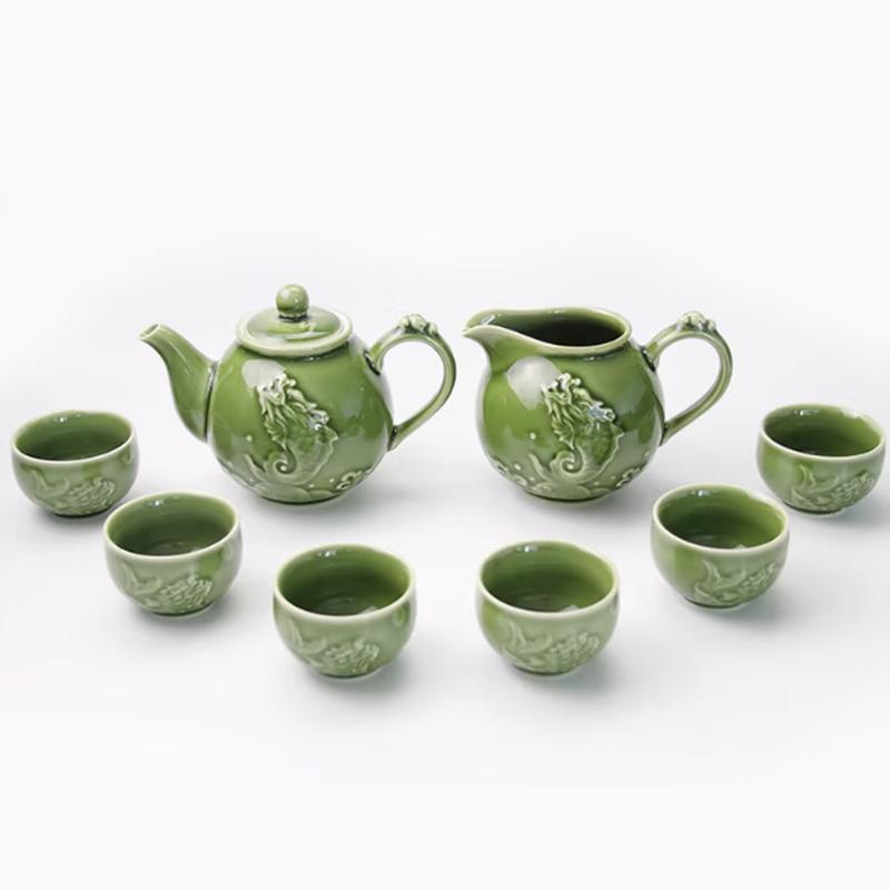 

Qian Tang Xuan Living Ceramic Fish Leaping Dragon Gate Tea Set