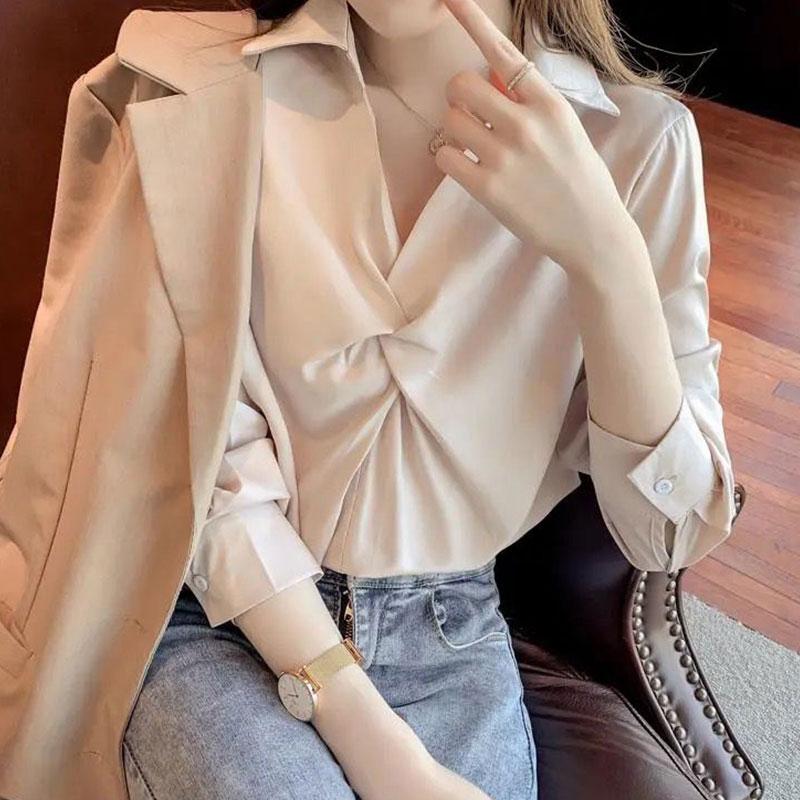 Chiffon Shirt Women's Long Sleeve Bottoming Shirt Spring and Autumn Korean Style Elegant Women's Top