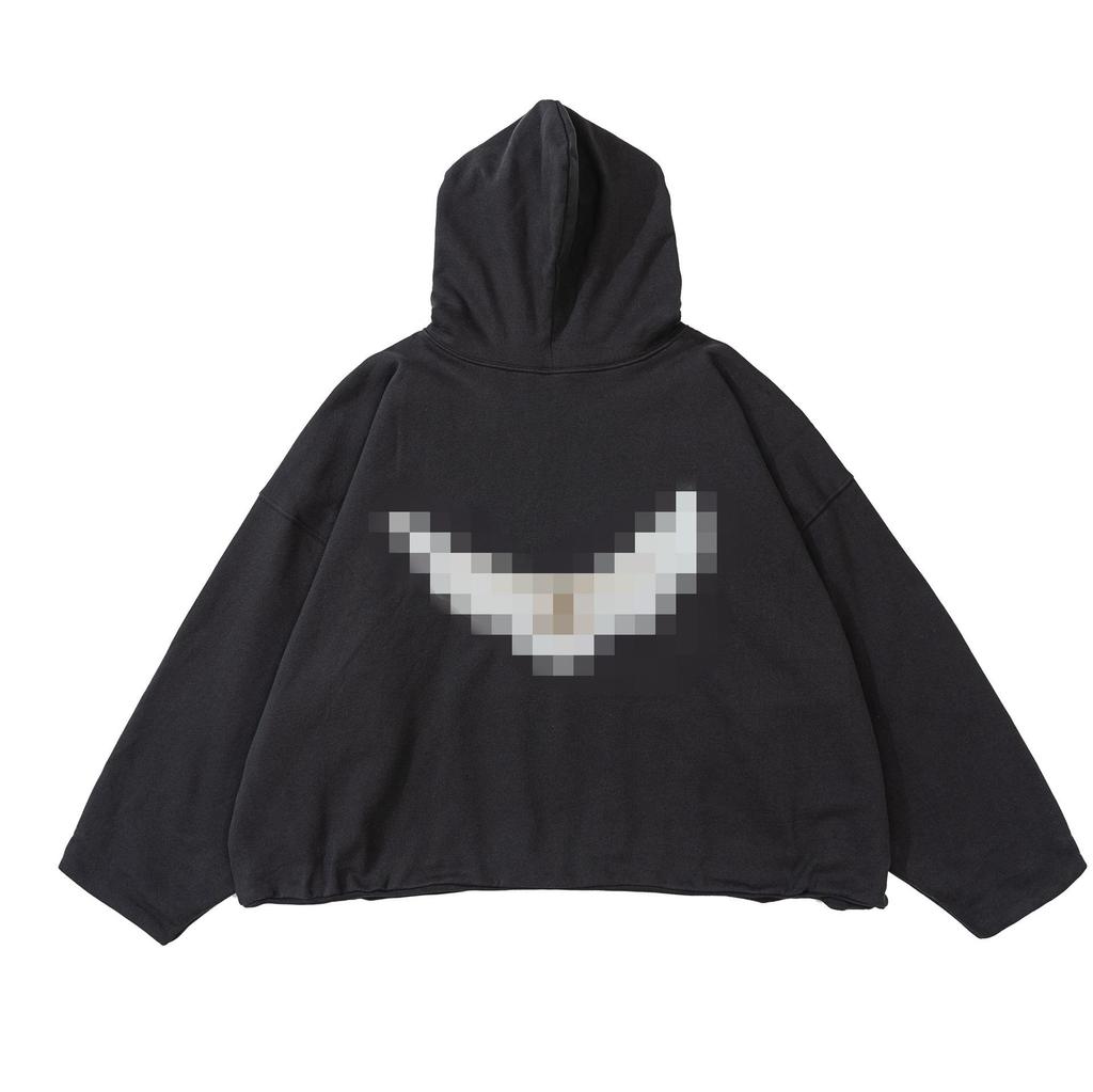 INS HYPE FIVE Kanye West Style Double-Layer Hooded Sweatshirt with Pigeon Print and Cotton Padding