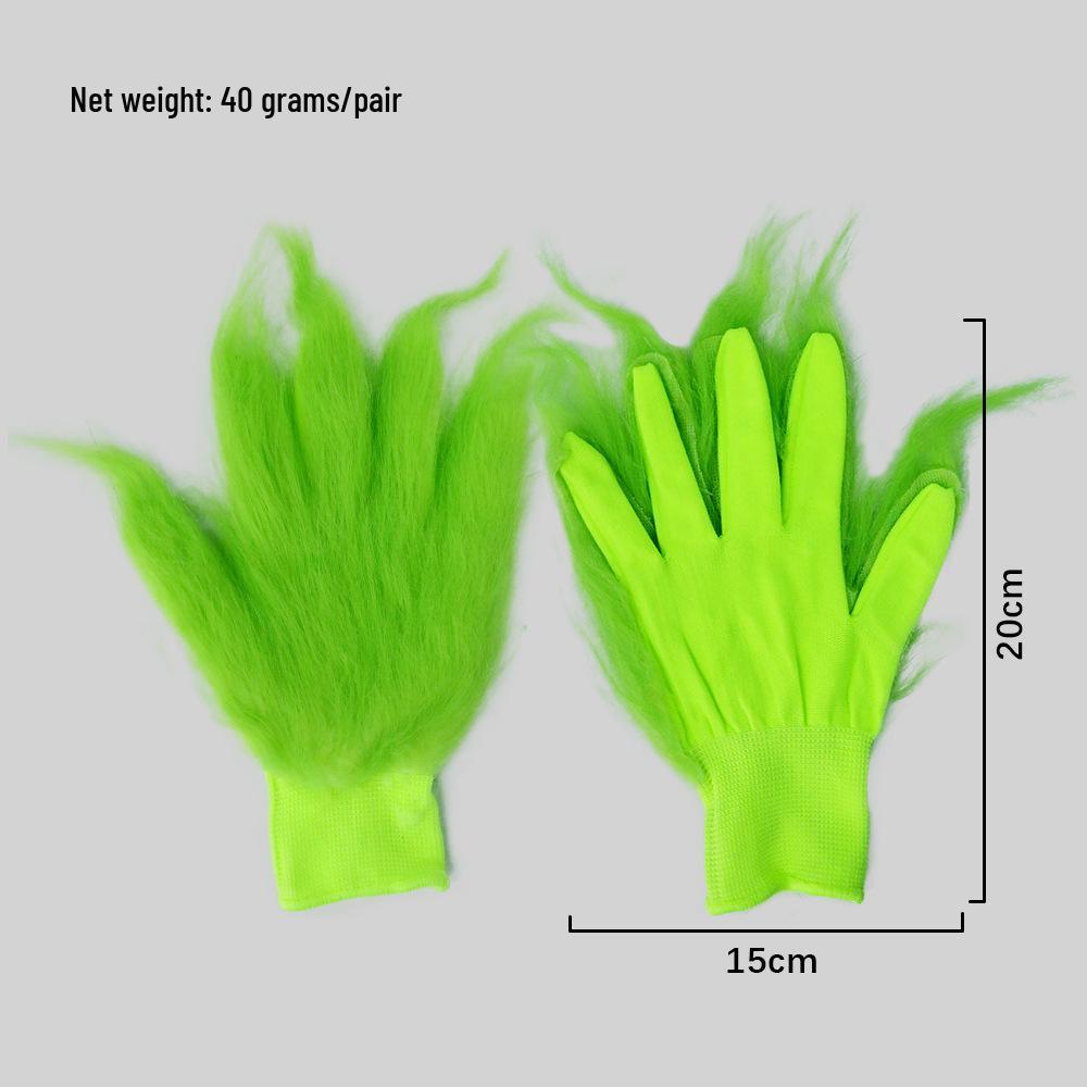 Grinch Masquerade Mask and Gloves Set for Christmas Performances