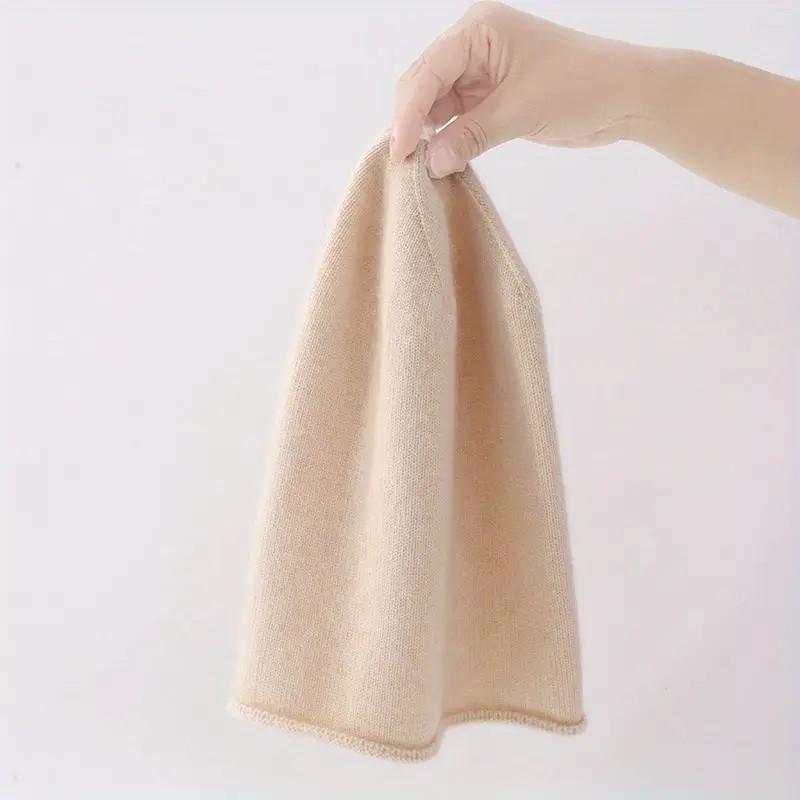 

Korean-Style Rolled-Up Brim Oversized Beanie for Women Windproof Versatile Warm Winter Hat бежевий