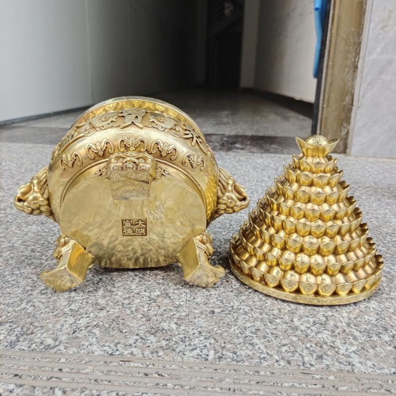 Brass Ornament Copper Ingot Treasure Bowl Incense Burner Home Decoration Aromatherapy Furnace Office Craft Gift