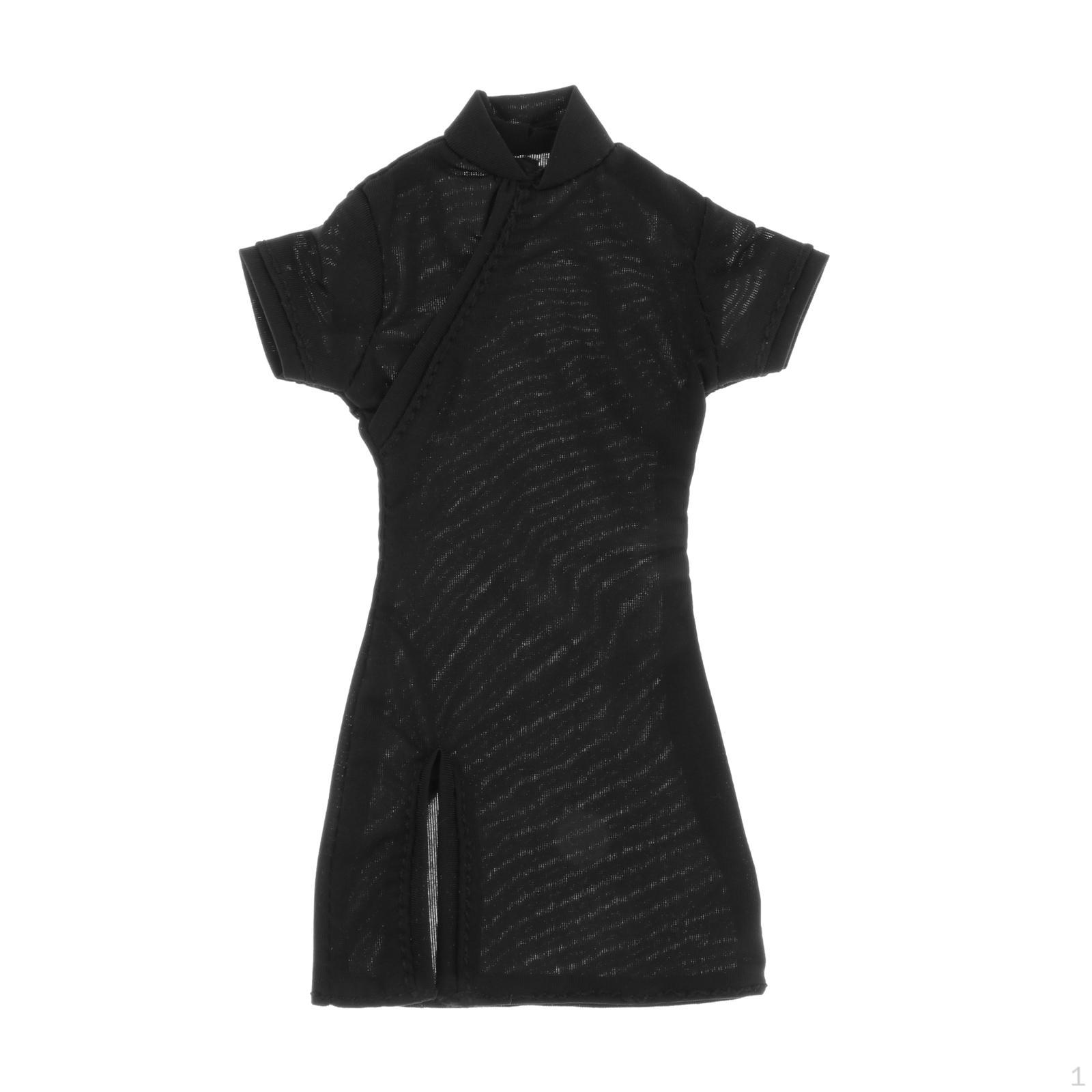 

1/6 Масштаб Девушка Платье Cheongsam Одежда Косплей, Стильный, Миниатюрный Женский Кукольный Наряд для 12 чёрный