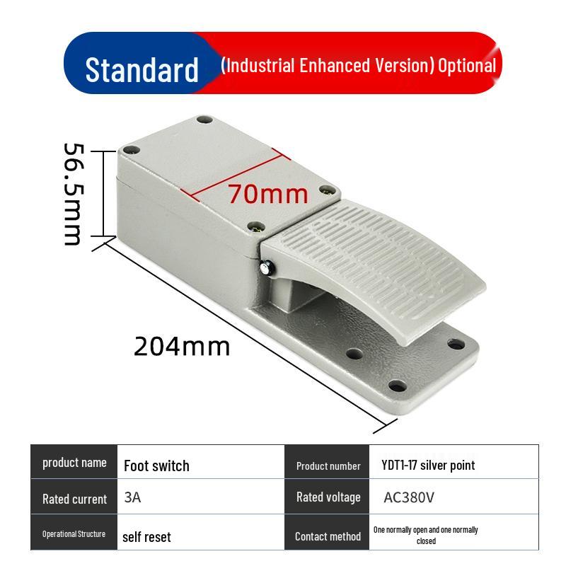 Self-Resetting TFS-201/EKW-B Foot Switch with Cable for Punch Press, 220V