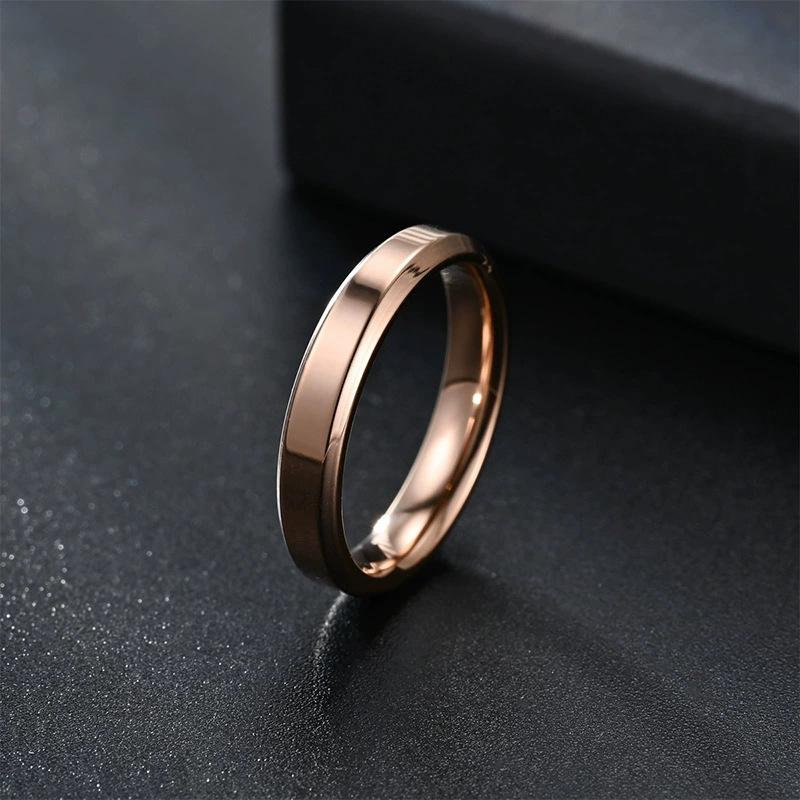 Temperament Versatile Plain Ring Bevel Angle, Titanium Steel Ring Women's Trendy Couple Ring Hand Accessories