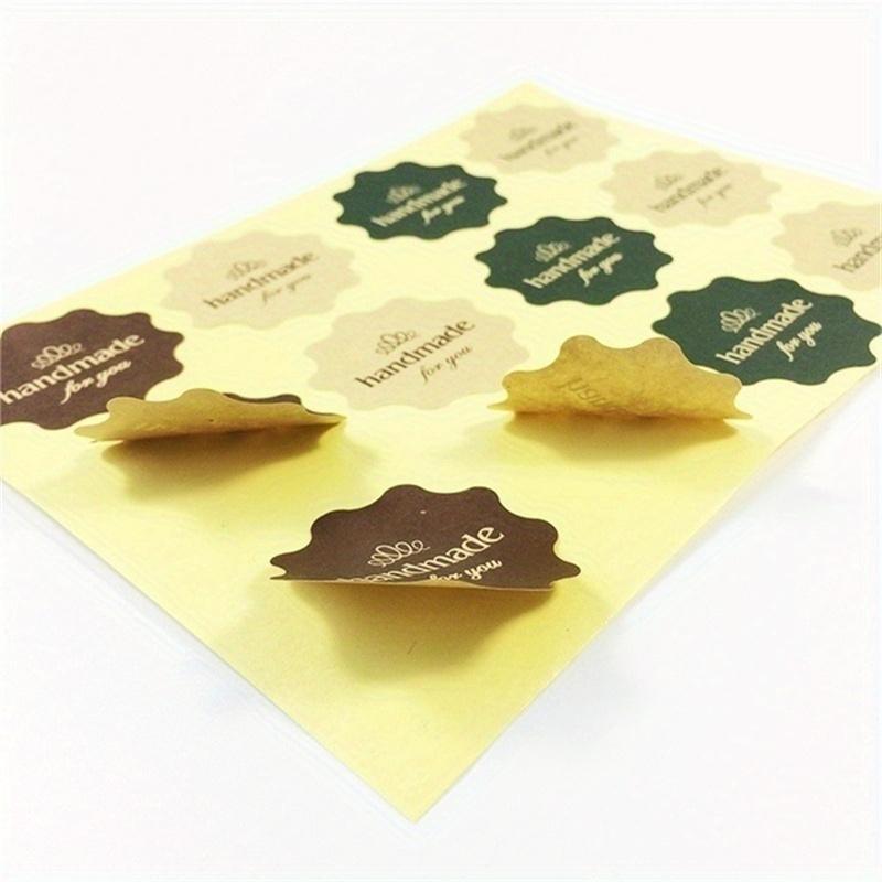 New 12Sheets Vintage Flower Round Wave Kraft Paper Handmade Seal Sticker For Handmade  DIY Multifunctional Gift Wholesale