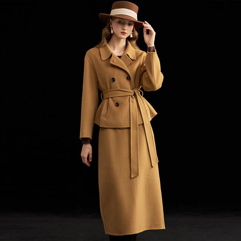 Wudao Women's Wool Coat with Belt
