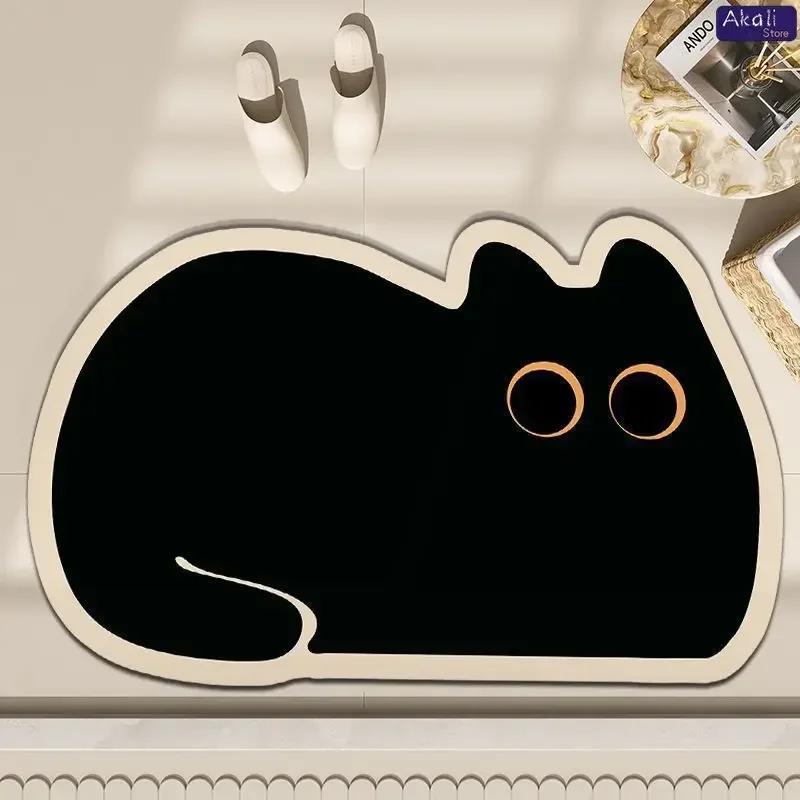 Creative Cartoon Cat Diatom Mat Soft Bathroom Mat Quick-drying Non-slip Super Absorbent Shower Floor Carpet Home Decoration