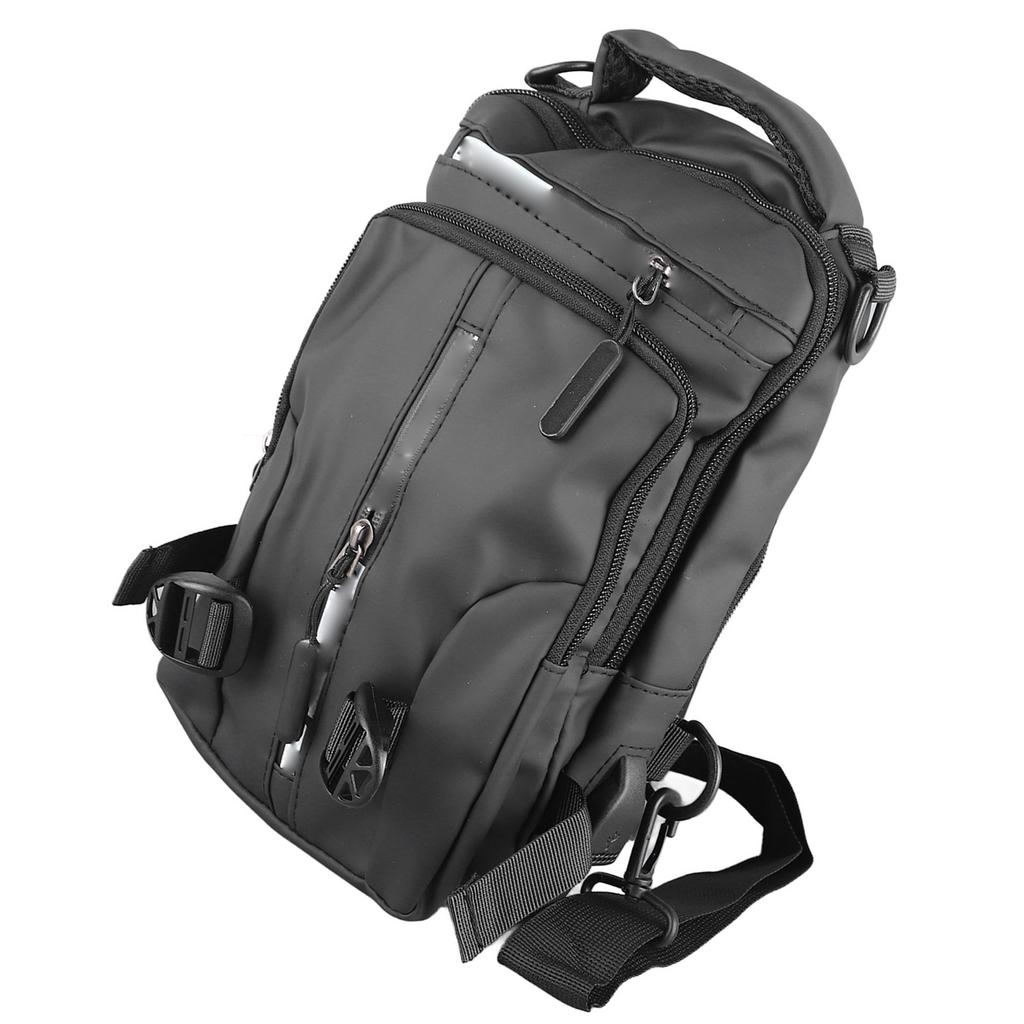 Men Nylon Backpack Waterproof Fashionable Multi Pocket Shoulder Chest Messenger Bag with USB Charging Port 5 Pocket