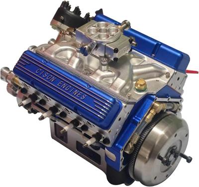 Cison V8 Motor Benzin Kleinblock Modellmotor Bausatz für Erwachsene Baubar STEM V8 Maßstabsmodell, - 4-Takt, 44cc, Wasserkühlung, OHV, - Modell, 1/6 (blau)