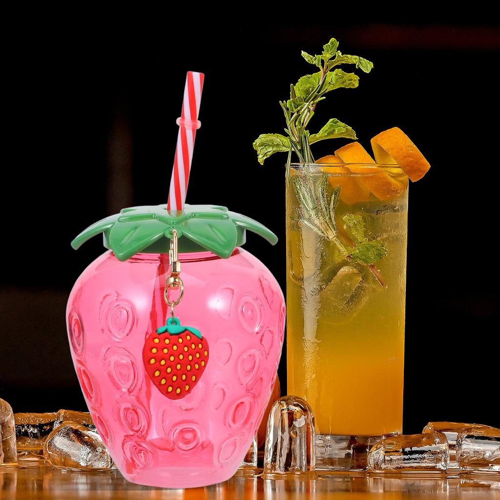 4 szt. Truskawkowe kubki do kawy z kubkami i szklankami Statbucks Glassware Mleko do picia Truskawki do picia Piwo