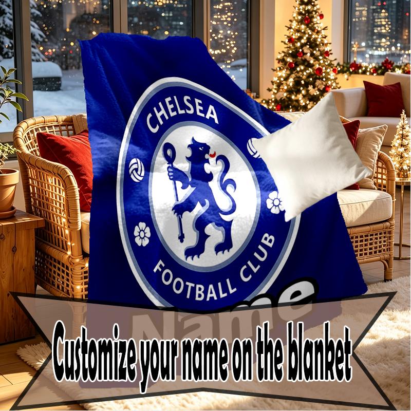 Custom Name Personalized Chelsea F.C Print Blankets, Home Decor, Bedroom, Sofa, Camping, Couch, Gifts for Birthday Christmas