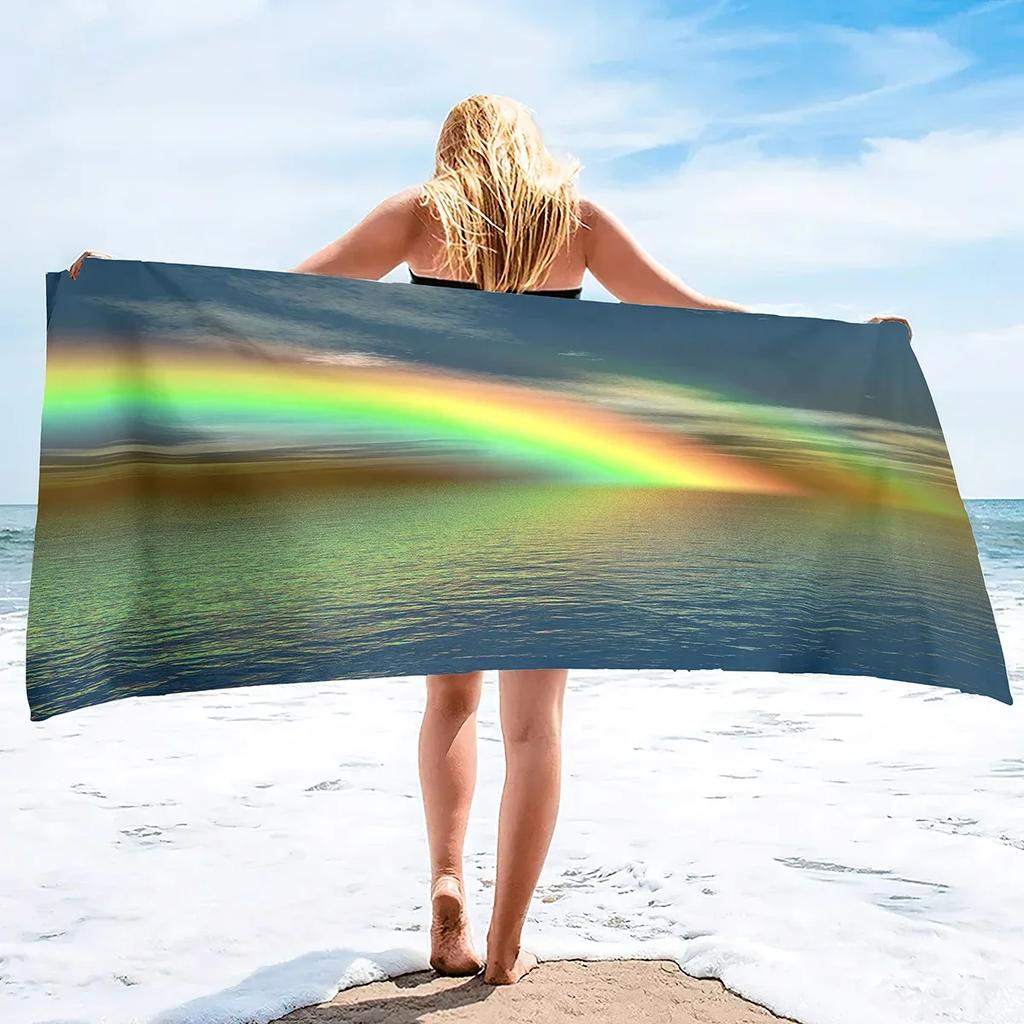 Beach Towel Rainbow Colors Printed Microfiber Beach Towel, Oversized Large Quick Dry & Sand Free Lightweight Towel Adults Towel