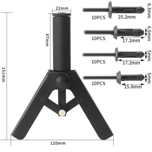 AAGWW Manual Rivet Kit, Plastic Rivets, Rivet Tool, Rivet Puller, Rivet Joining Tool, Lightweight, Portable, 41-Piece Set (Design: Manual Rivet Gun Se