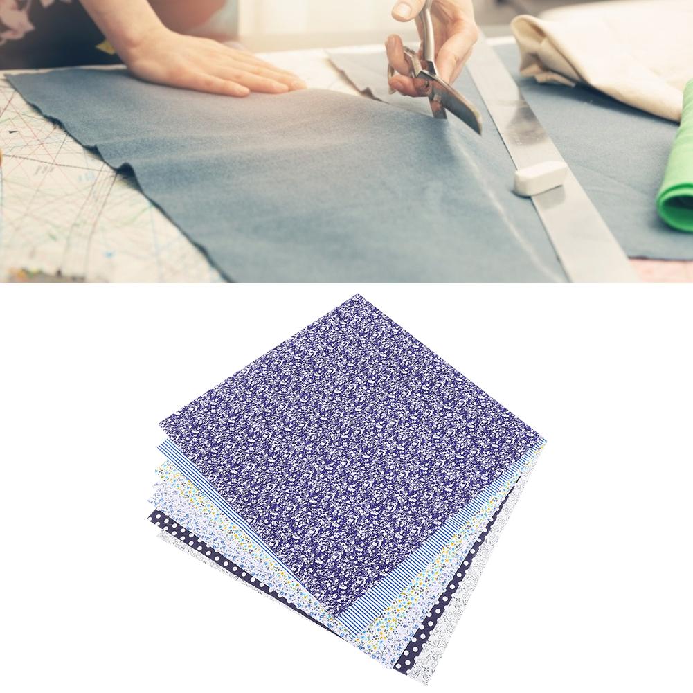 7 штук Квадратная хлопковая ткань 50x50 см Цветная ткань Цветочный принт Бытовое рукоделие DIY Швейные аксессуары Темно-синий