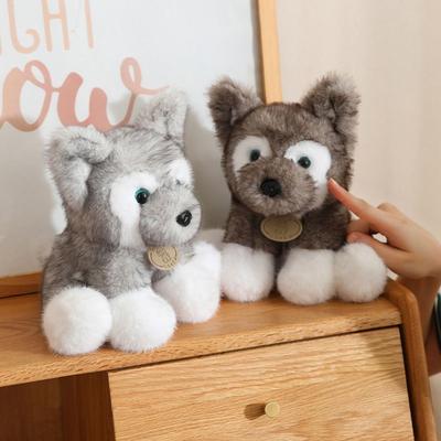 Animal Soft Plushie Big Ear Sitting Dog Schnauzer Wolfdog Huksy Cute Fluffy Baby Dog Pillow Gift